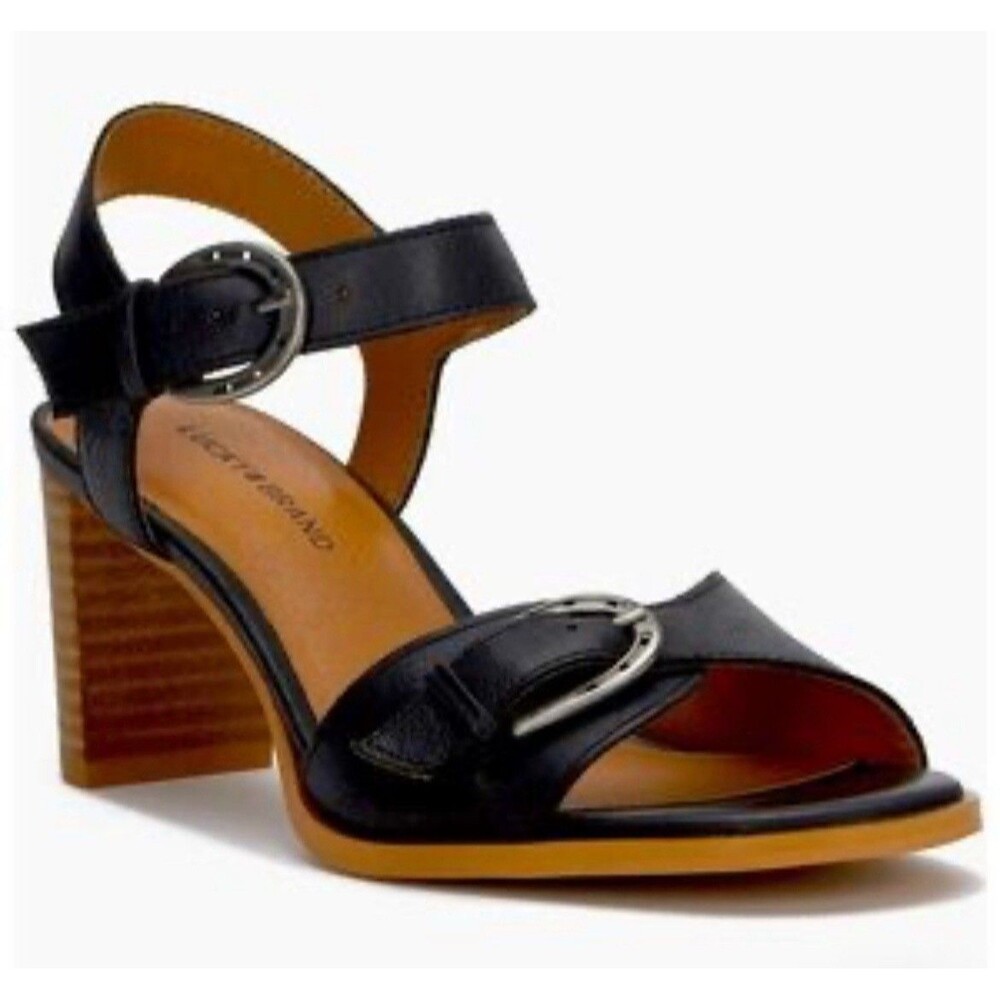 Lucky Brand Heels Women’s Size 7.5 Black Luseal Ankle Strap Sandal